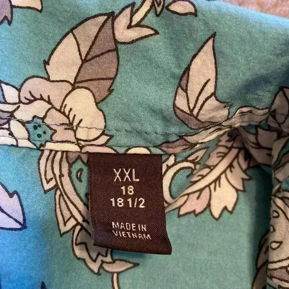 Tasso Elba Men’s Teal Floral Print Short Sleeve Button Front Shirt Size XXL. - Picture 5 of 10